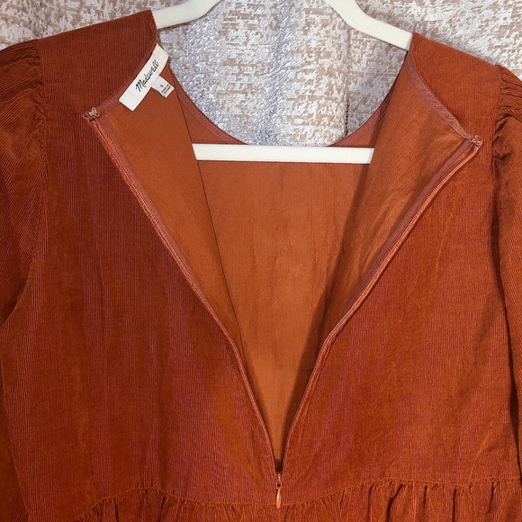 Madewell Orange A-Line Mini Dress with Bishop Sleeves - Picture 8 of 9